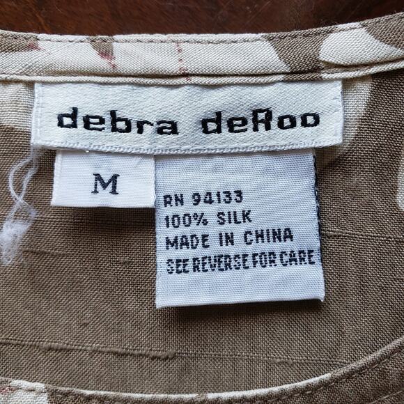 Vintage debra deRoo Silk Taupe and Cream Scoopneck Macro Floral Tank Top Blouse - Picture 8 of 8